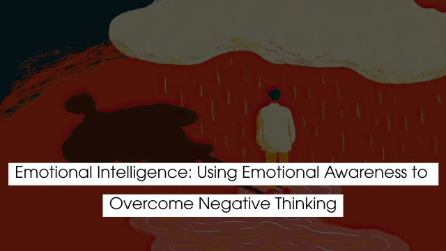 Emotional intelligence concept illustration showing a person facing emotional struggle and negative thinking, representing awareness and emotional regulation.