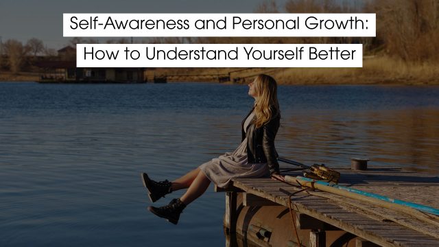 A woman sitting peacefully on a wooden dock by the water, reflecting quietly, symbolizing self-awareness and personal growth.